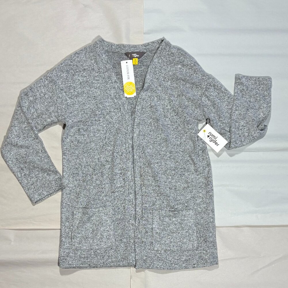 NEW RUMI & RYDER Long Brushed Pocket Caridgan Grey Girl's Size MD